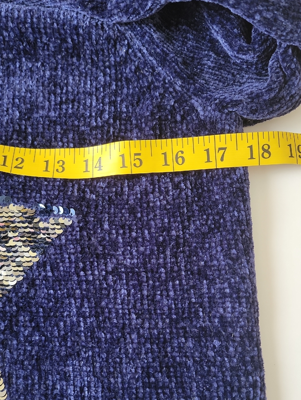 Justice Girls Flip Sequin Chenille Sweater Navy Blue Size 14/16 - Picture 6 of 9